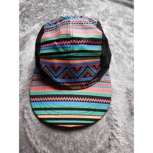 Carbon Elements Mens Vintage Multicolor Geometric Striped Snapback Hat 5 Panel